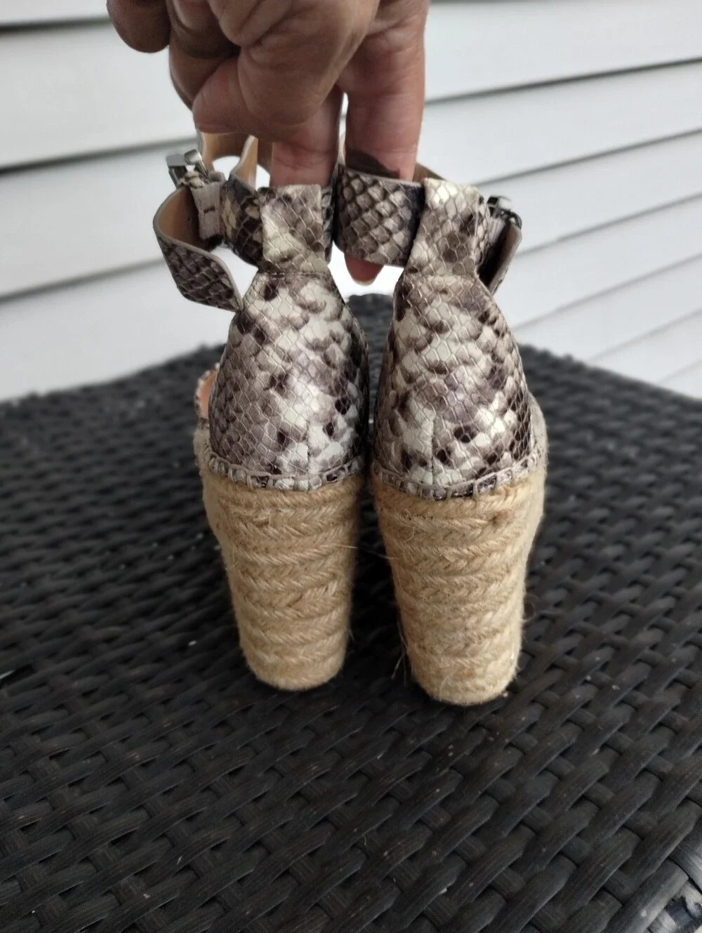 Marc Fisher LTD Devon Snake Print Espadrille Wedges Women’s 7.5